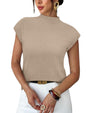 Sampeel Womens Short Sleeve Sweater Mock Neck Summer Top Dressy Casual Basic Knit Pullover Shirt