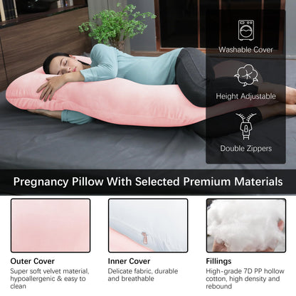 MOON PARK Pregnancy Pillows for Sleeping - U Shaped Full Body Maternity Pillow with Removable Cover - Support for Back, Legs, Belly, HIPS - 65 Inch - Aquamarine