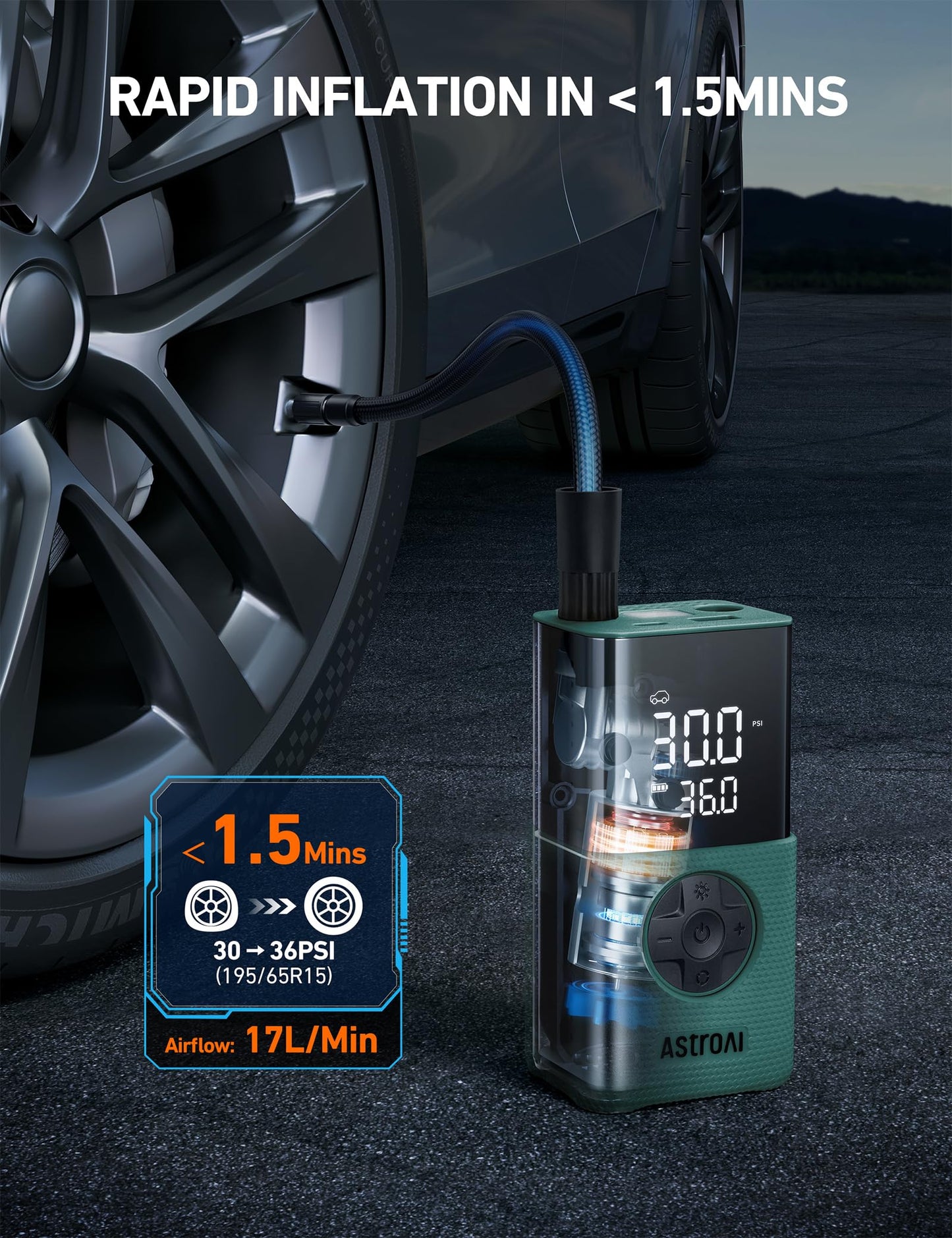 AstroAI L7 Tire Inflator Portable Air Compressor,150 PSI Cordless Bike Pump