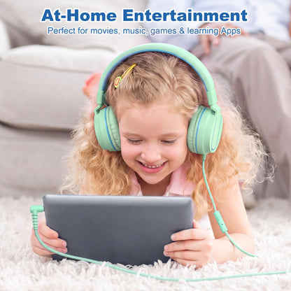 AILIHEN I35 Kids Headphones for School with Mic, 93dB Safe Volume, Orange