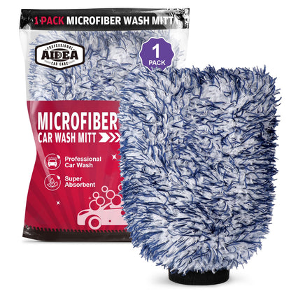 AIDEA Car Wash Mitt Microfiber, 4PK,Car Wash Brush, Green 8''X12''
