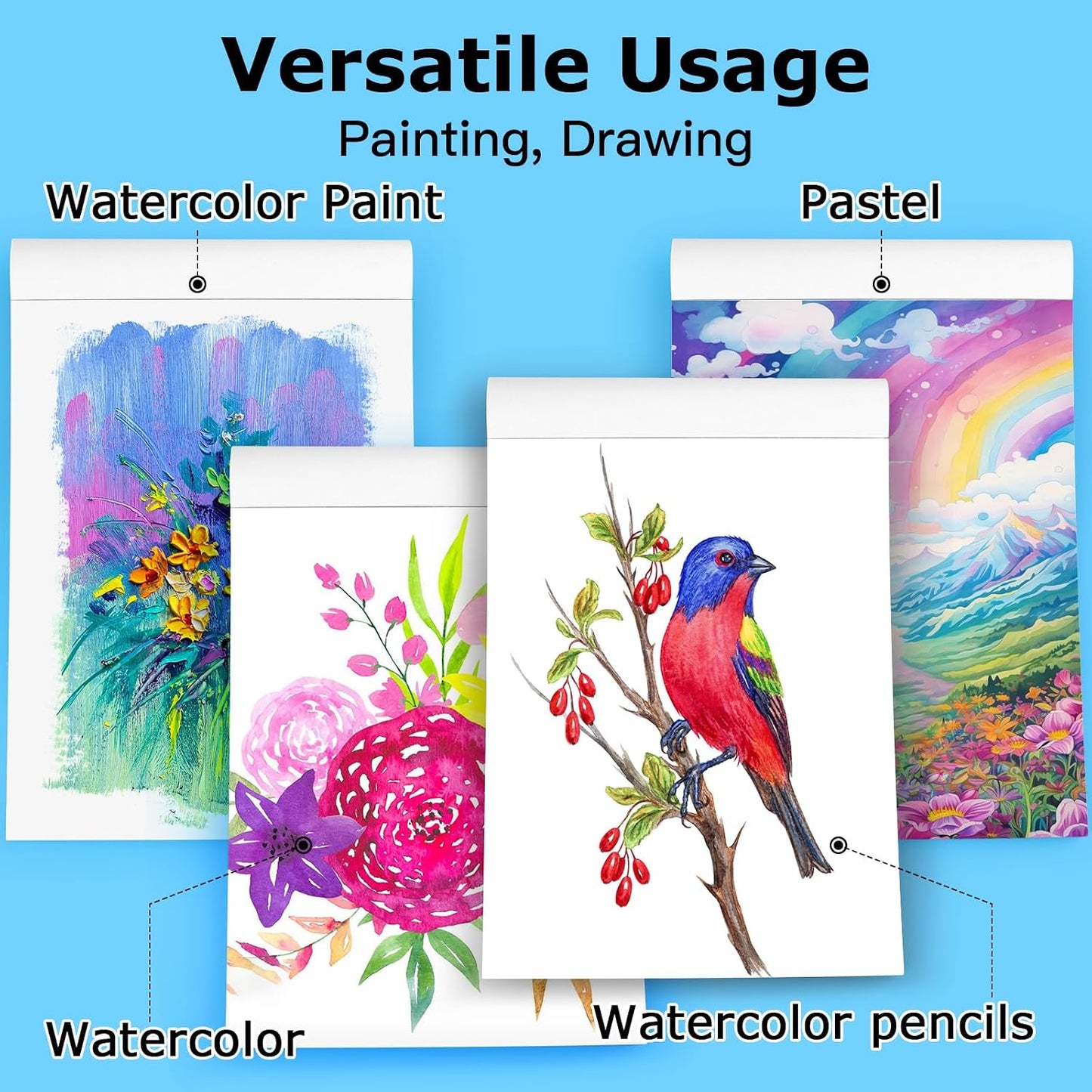 Hapikalor Watercolor Paper Pad, 9"x12" Water Color Paper, 140lb/300gsm Teal