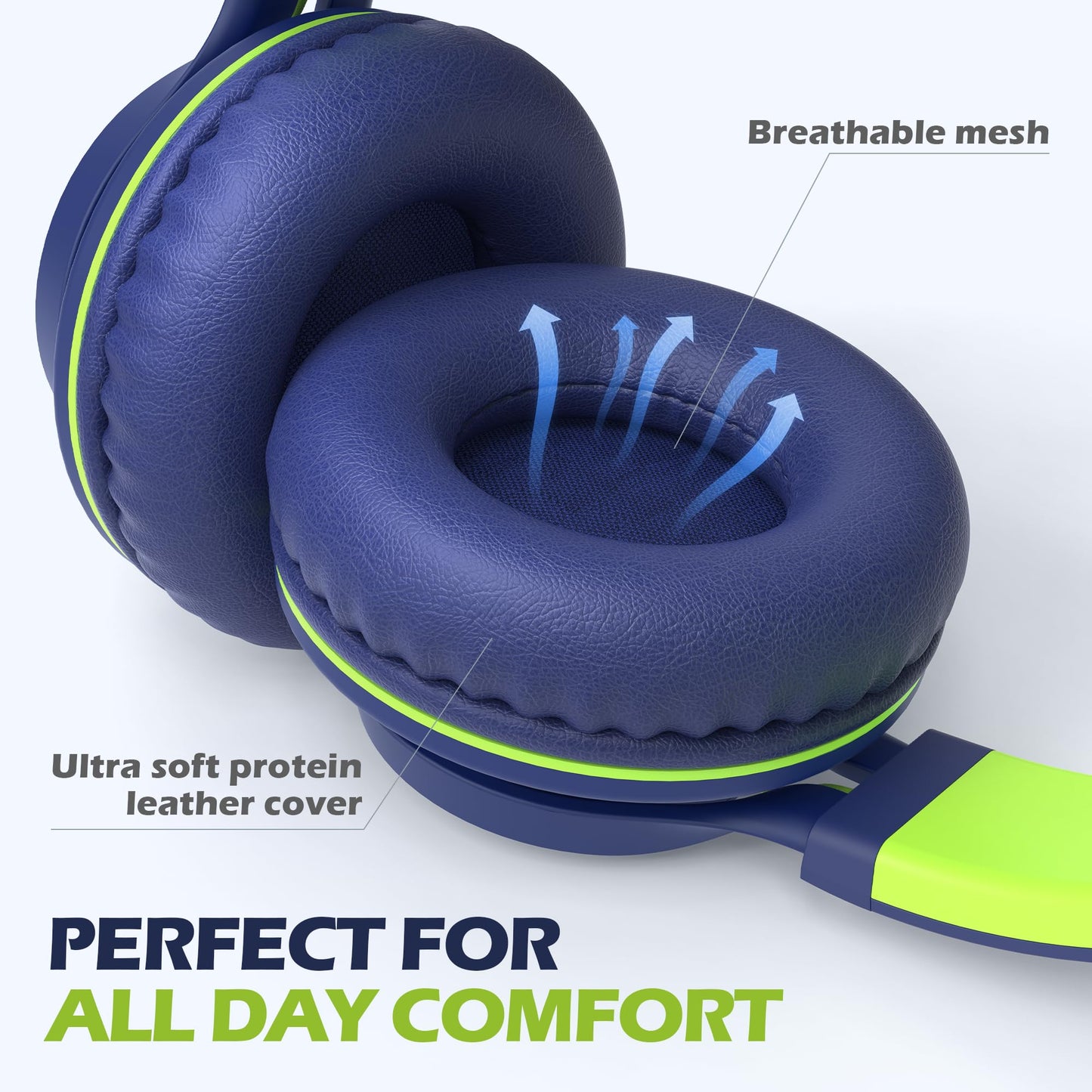 AILIHEN C8 Kids Wired Headphones with Mic for School, 3.5mm Jack, BlackBlue