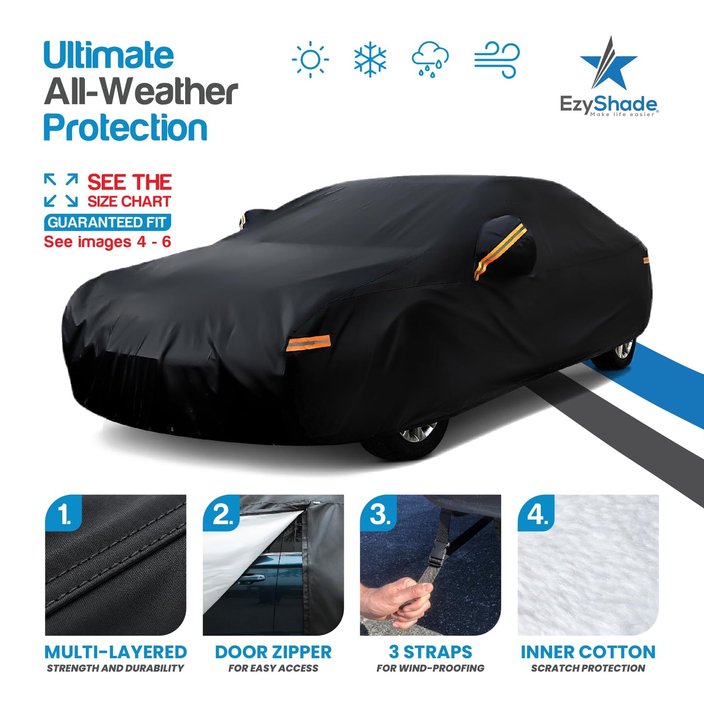 EzyShade Car Cover Waterproof All Weather. See Vehicle Size-Chart. Size A3
