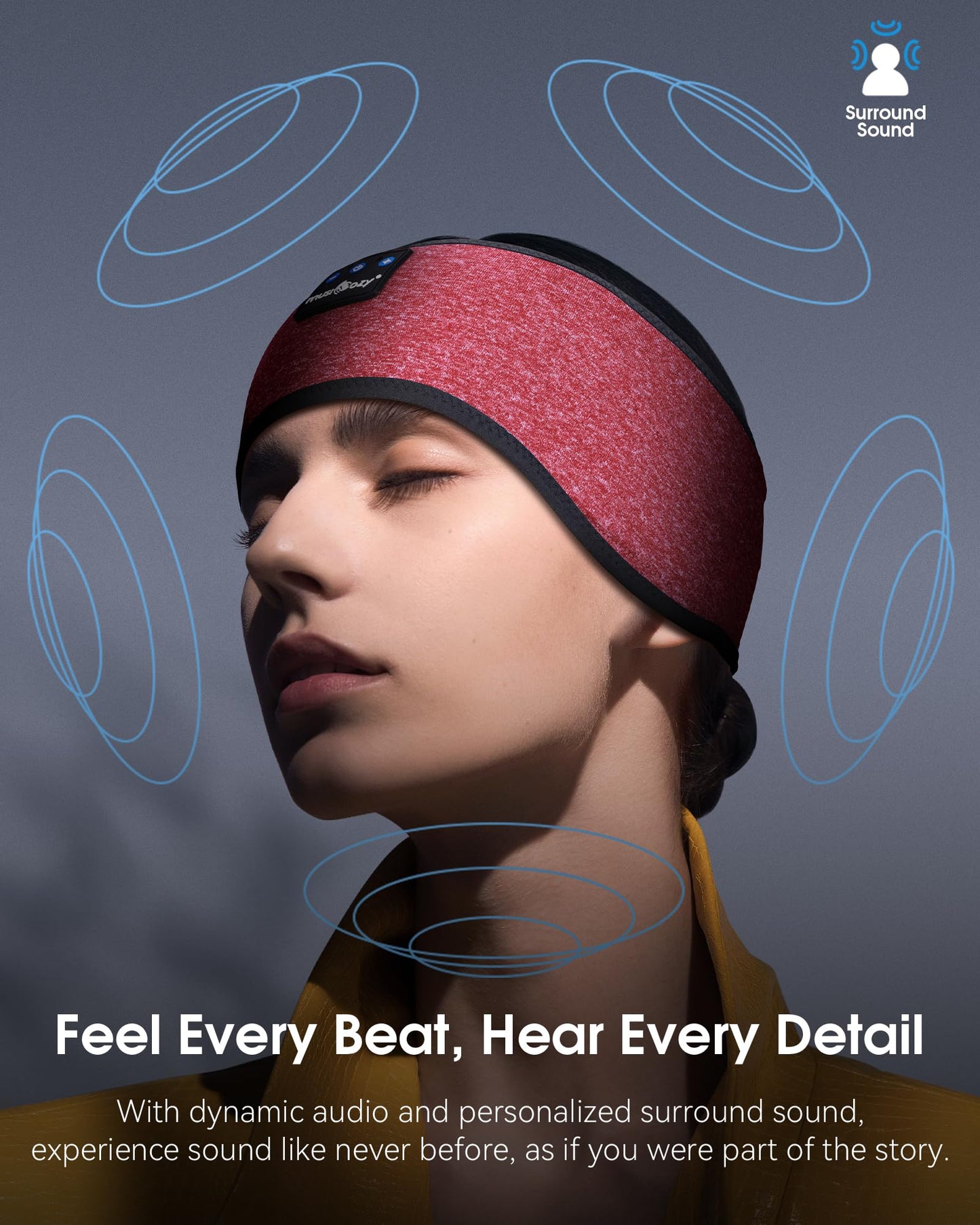 MUSICOZY Sleep Headphones Bluetooth Headband Headphones for Side Sleepers