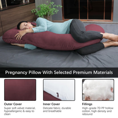 MOON PARK Pregnancy Pillows for Sleeping - U Shaped Full Body Maternity Pillow with Removable Cover - Support for Back, Legs, Belly, HIPS - 65 Inch - Aquamarine