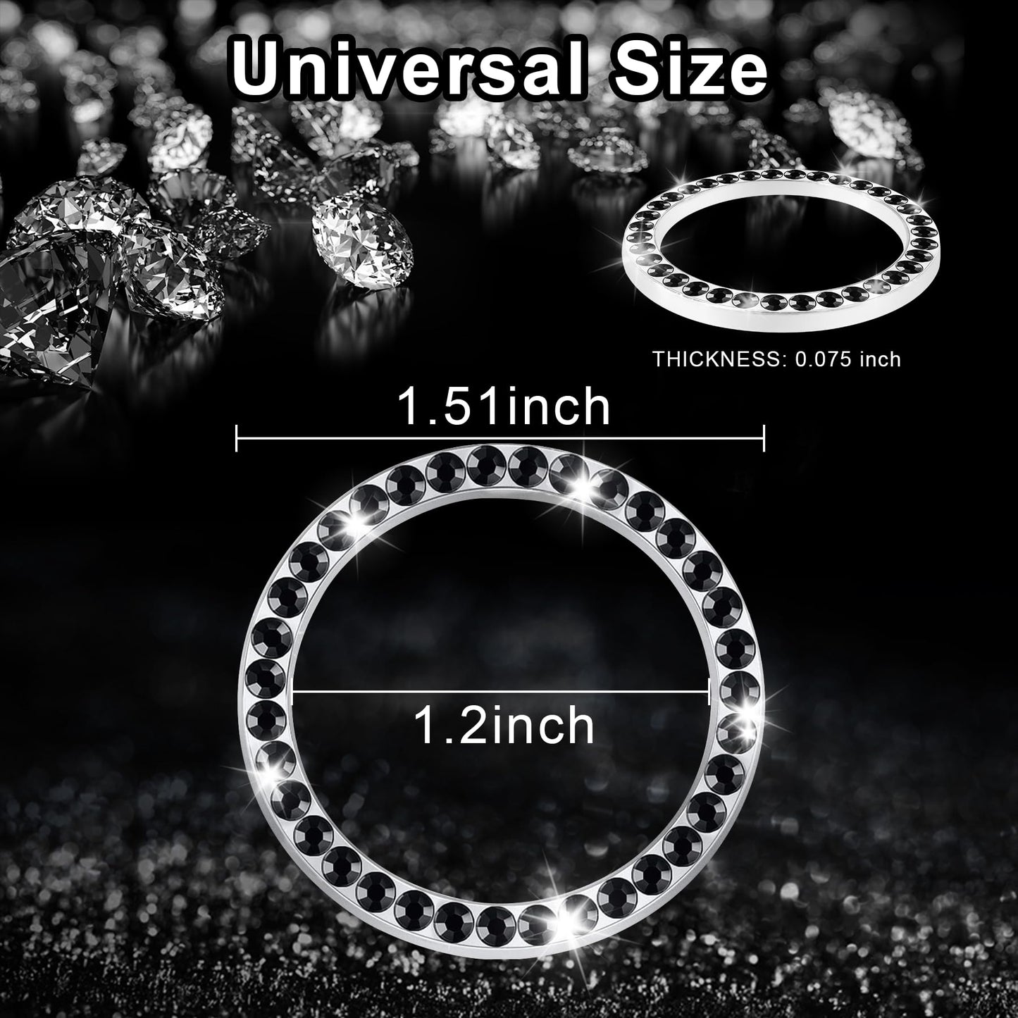 LivTee 2 PCS Crystal Double Rhinestone Car Engine Start Stop Decoration Ring, Bling Car Interior Accessories for Women, Push to Start Button Cover Sticker, Automotive Decals, Light Green