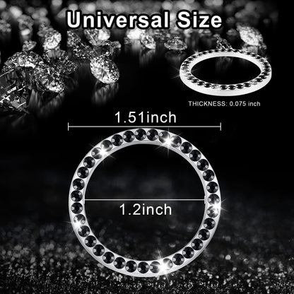 LivTee 2 PCS Crystal Double Rhinestone Car Engine Start Stop Decoration Ring, Bling Car Interior Accessories for Women, Push to Start Button Cover Sticker, Automotive Decals, Light Green