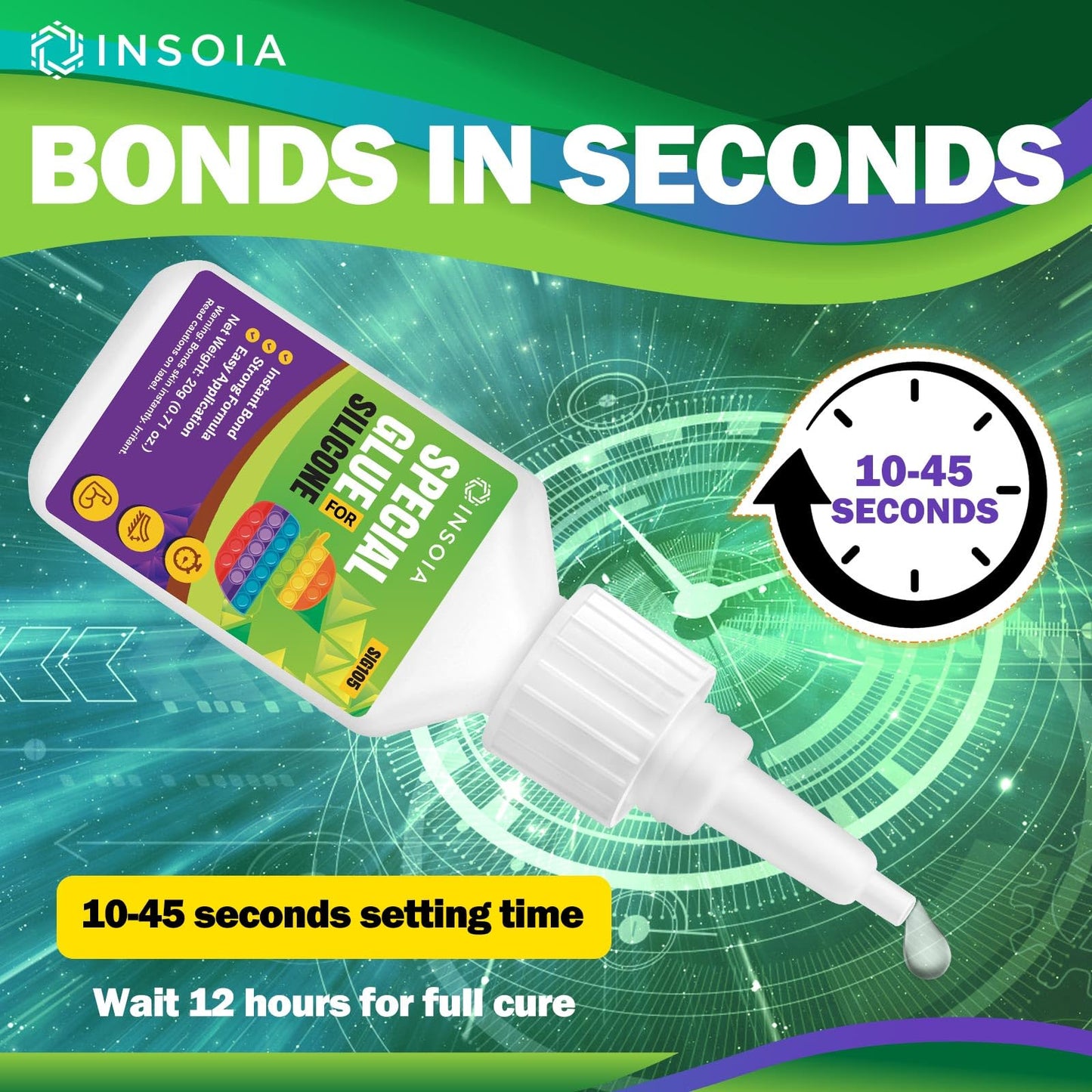 INSOIA Super Medium CA Glue, 20g, Strong Bond, with Precision Tips