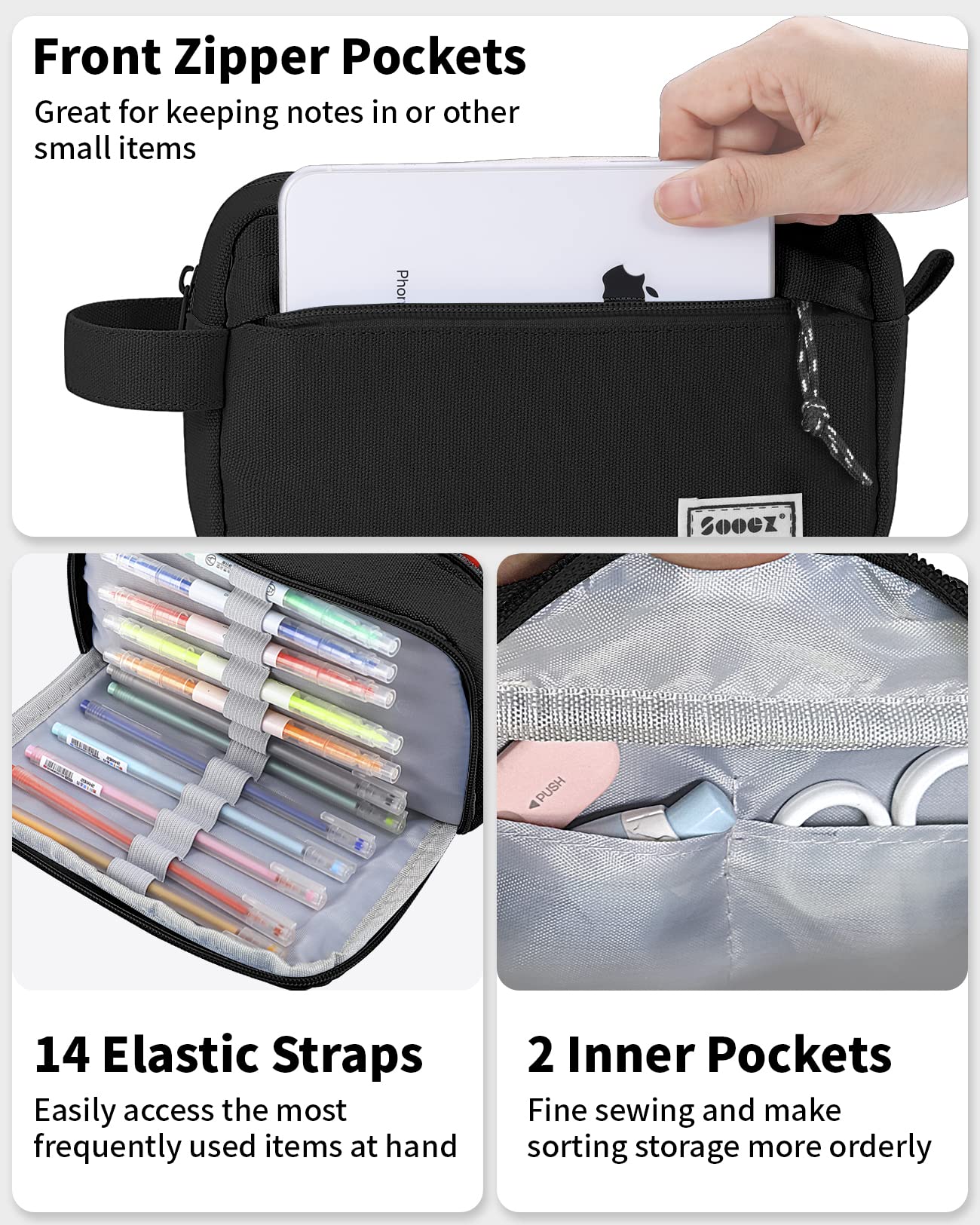 Sooez Original High Capacity Pencil Case, Big Pencil Bag Pouch Organizer