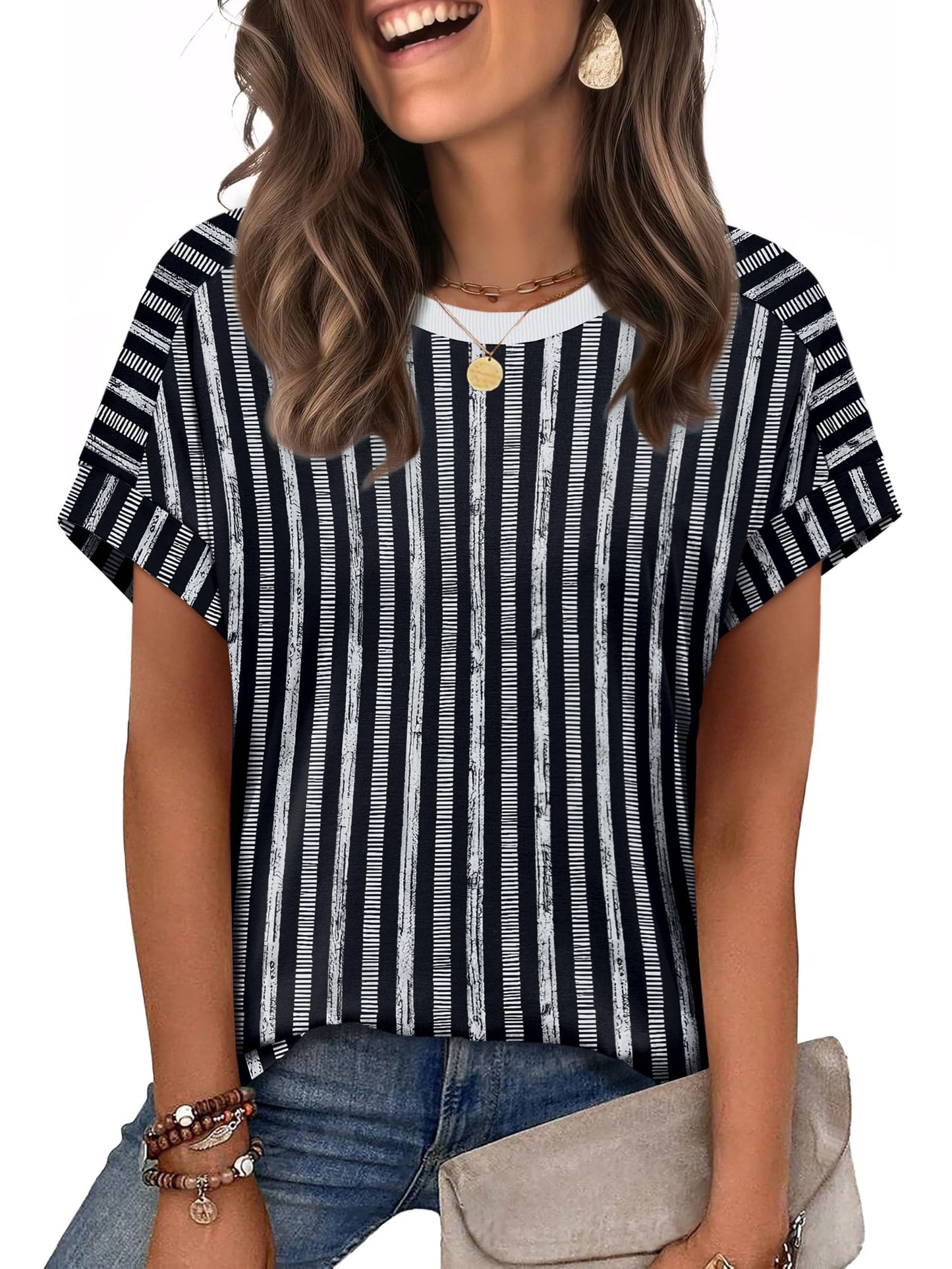 WIHOLL Womens Tops Short Sleeve Shirts Summer Outfits 2026 Spring Dressy Casual Clothes Clothing