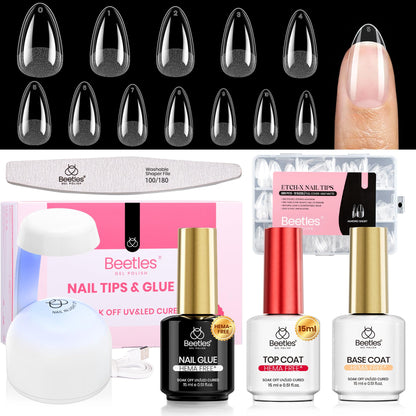 Beetles Soft Gel Nail Tips Short Almond 288pcs in 12 Sizes Etch-X