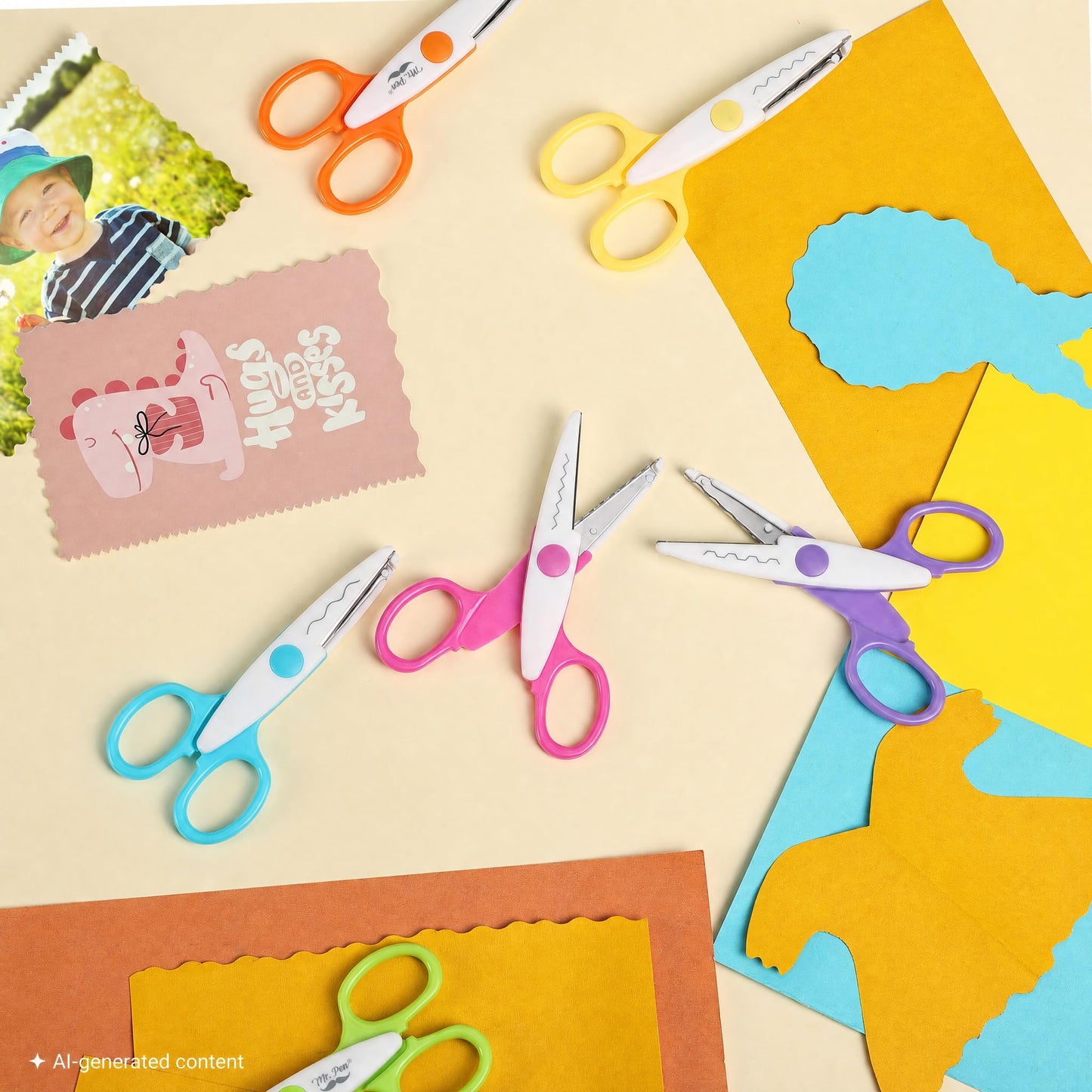 Mr. Pen- Craft Scissors Decorative Edge, 6 Pack, Bright Zig Zag Scissors