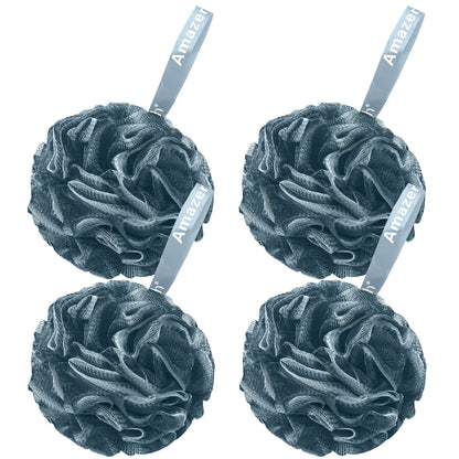 AmazerBath Loofah Sponge 75g/Piece, Loofah for Men Body Scrubber - Bath Sponge Loofa Set of 4 Black (Large)