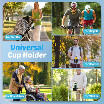 2 Pack Cup Holder for Walker: Stroller Cup Holder with Phone Holder Black