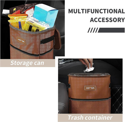HOTOR Car Trash Can, Leakproof Car Organizer, 2-Gallon, Black