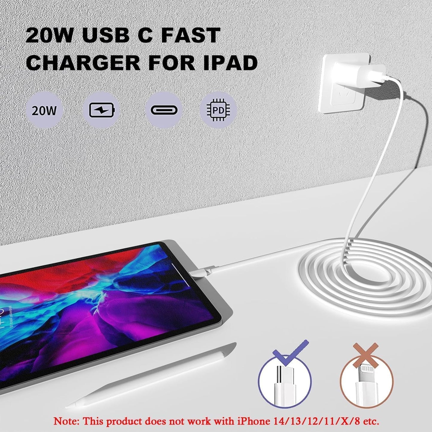 iPhone 17 16 15 Charger Fast Charging,2Pack 20W Apple iPad USB C Wall Charger Block with 6FT USB C to C Cable for iPhone 17/Pro/Pro Max/17 Air/ 16/16 Pro/16 Pro Max/15/Plus/Pro/Pro Max