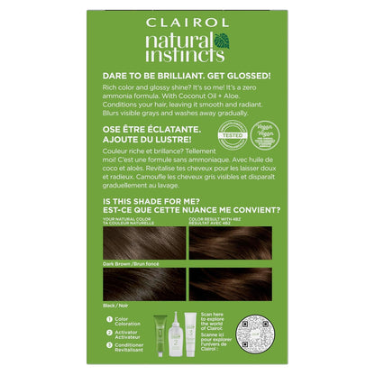 Clairol Natural Instincts Demi-Permanent Hair Dye, 4 Dark Brown | 1 Pack