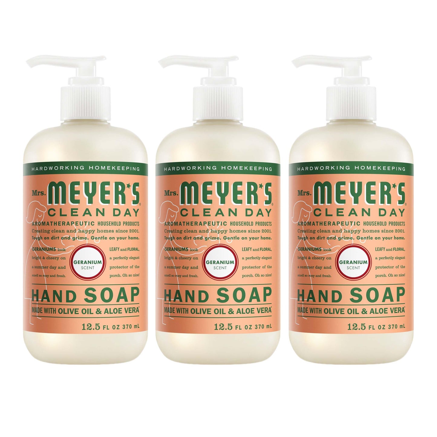MRS. MEYER'S CLEAN DAY Hand Soap, Basil Scent, 12.5 Fl Oz Bottle - 3 Pack