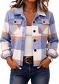 Zeagoo Flannels for Women Cropped Shacket Jacket Fashion Plaid Fall Coat