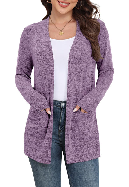 Yincro Women Lightweight Cardigan Long Sleeve Open Front with Pockets S-3XL