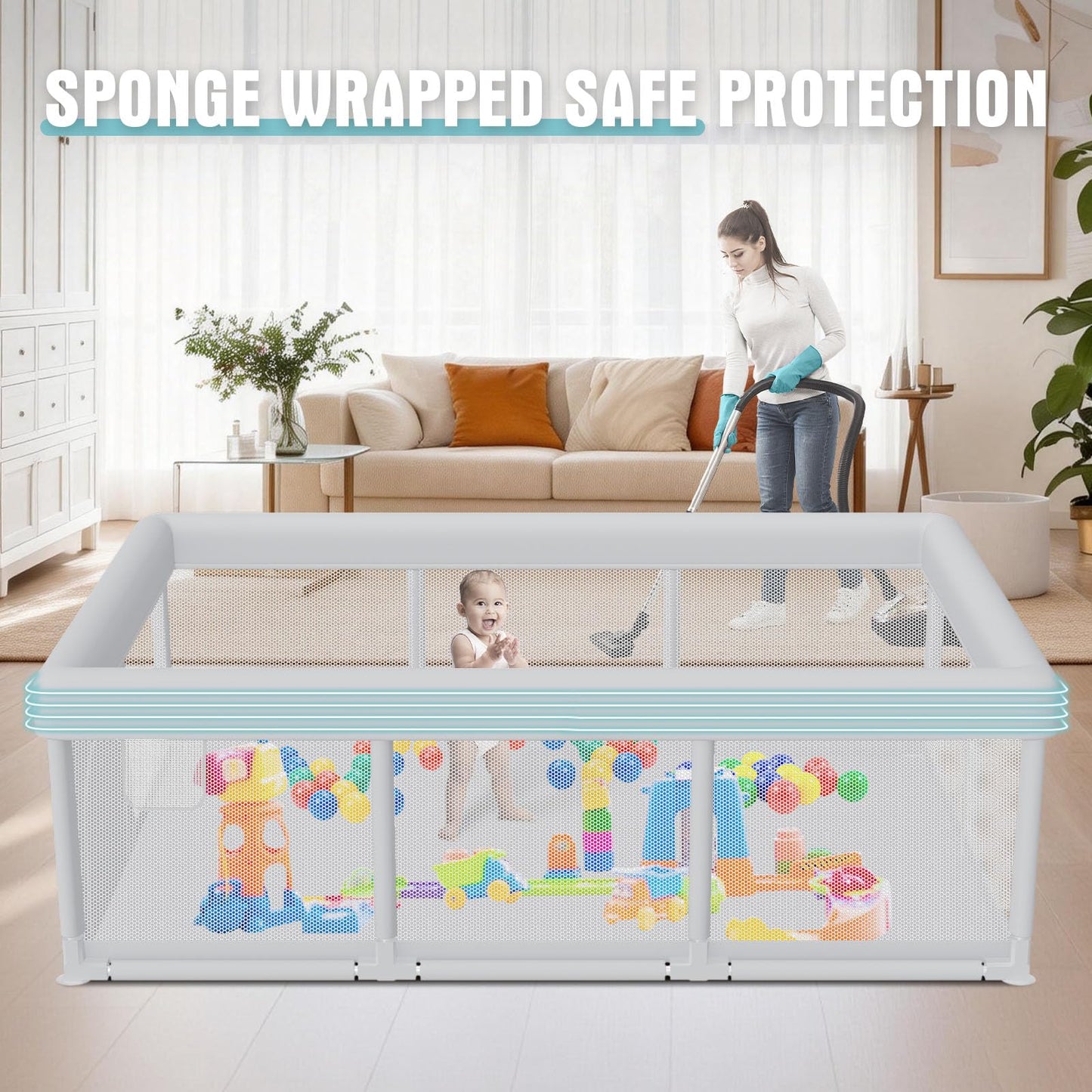 Hiaksedt Baby Playpen 50x50 Inch, Play Pens for Babies and Toddlers