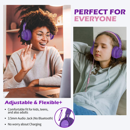 AILIHEN C8 Kids Wired Headphones with Mic for School, 3.5mm Jack, BlackBlue