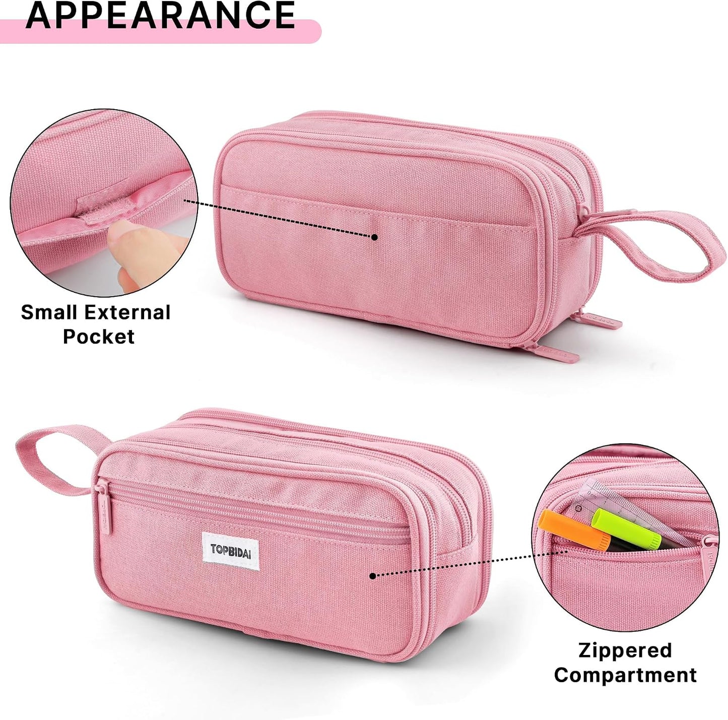 TOPBIDAI Large Pencil Case Pouch for Girls Boy Women Men Adults