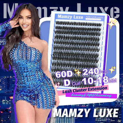 Lash Clusters Wispy 100D Eyelash Clusters 10-18mm Fluff Cluster Eyelash Extensions D Curl No Plastic Feel Individual Lashes Extension 204 Pcs Versatile False Eyelashes Clusters