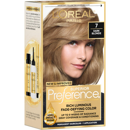 L'Oreal Paris Superior Preference Luminous Fade-Defying Permanent Hair Color, Hair Dye For Up to 9 Weeks of Radiance, Medium Brown 5, 1 Hair Dye Kit