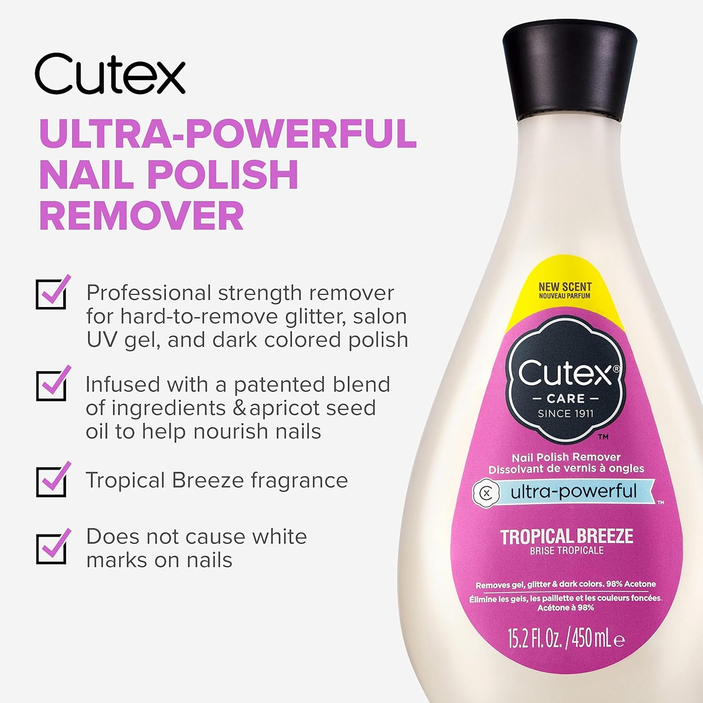 Cutex Nail Polish Remover, Strength Shield, Leaves Nails Looking Healthy, Contains Vitamins E, B5 & Hydrolyzed Silk, 6.76 Fl Oz