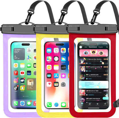 Waterproof Phone Pouch,2 Pack Black White Phone Waterproof Case,Cell Phone Dry Bag,Protection Level: IP68,Beach Cruise for Apple iPhone,Samsung,and More,Lanyard Included,(Fits Up to 8.3”),Black,White