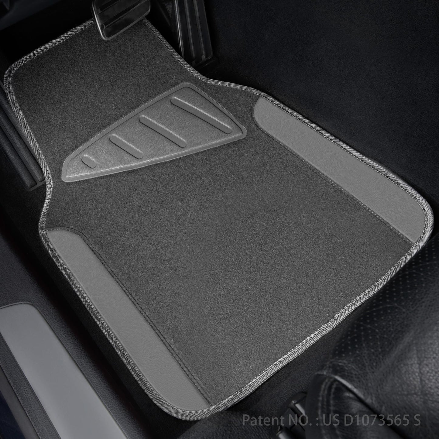 CAR PASS Waterproof Universal Fit Car Floor Mats, Faux Leather Car Carpet Mats, Black Car Mats with Anti-Slip Nibbs Backing & Driver Heel Pad Fit for SUV,Vans,sedans, Trucks,Set of 4pcs(All Black)