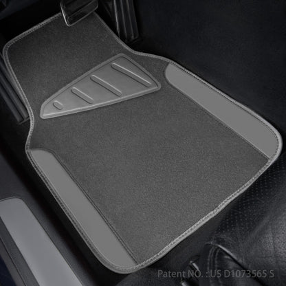CAR PASS Waterproof Universal Fit Car Floor Mats, Faux Leather Car Carpet Mats, Black Car Mats with Anti-Slip Nibbs Backing & Driver Heel Pad Fit for SUV,Vans,sedans, Trucks,Set of 4pcs(All Black)