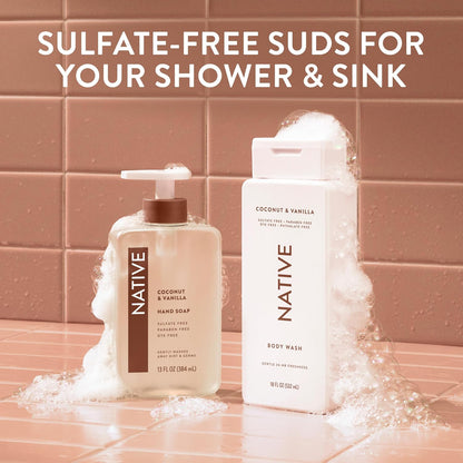 Native Liquid Hand Soap, Toasted Vanilla & Honey Scent, Non-Drying Formula for Soft, Smooth Hands, Made with Plant-Based Cleansers, Sulfate & Paraben Free, 13 oz Bottle
