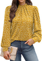 WIHOLL Long Sleeve Shirts for Women Mock Neck Tops Pleated Front Blouses Dressy Casual Spring Fall Clothes 2026 Fashion