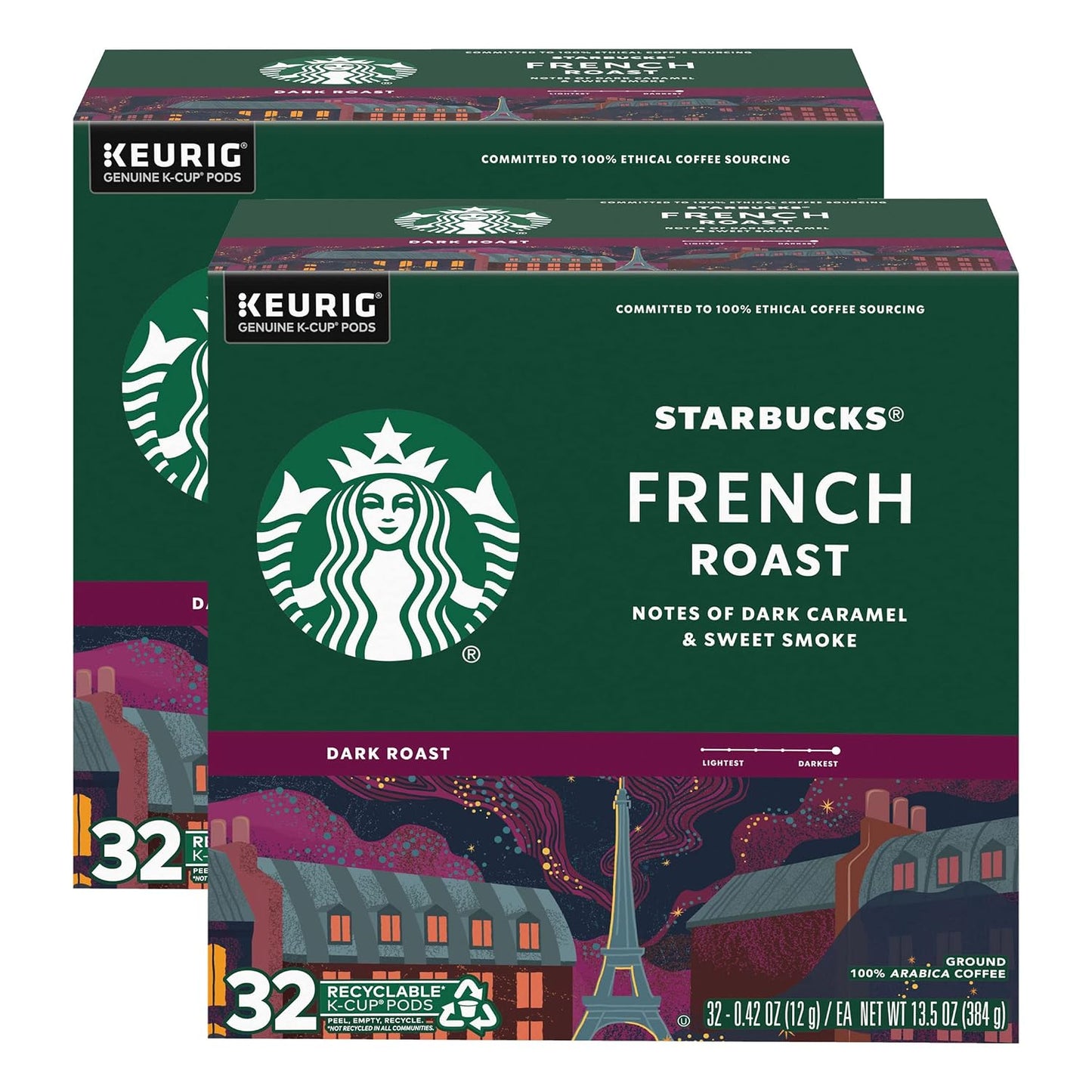Starbucks K-Cup Coffee Pods, Dark Roast Hot or Iced Coffee, French Roast, 96 Keurig Pods