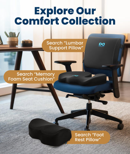 Everlasting Comfort Doctor Recommended Memory Foam Seat Cushion for Office Chairs & Car - Ergonomic Office Desk Accessories - Cushions for Tailbone Pain Relief, Sciatica (Black, Large)