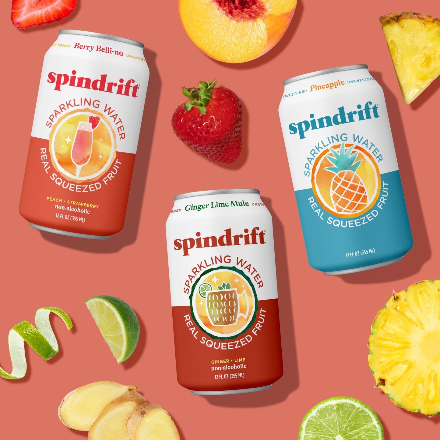 Spindrift Sparkling Water, 4 Flavor Variety Pack, Made with Real Squeezed Fruit, 12 Fl Oz (Pack of 20)