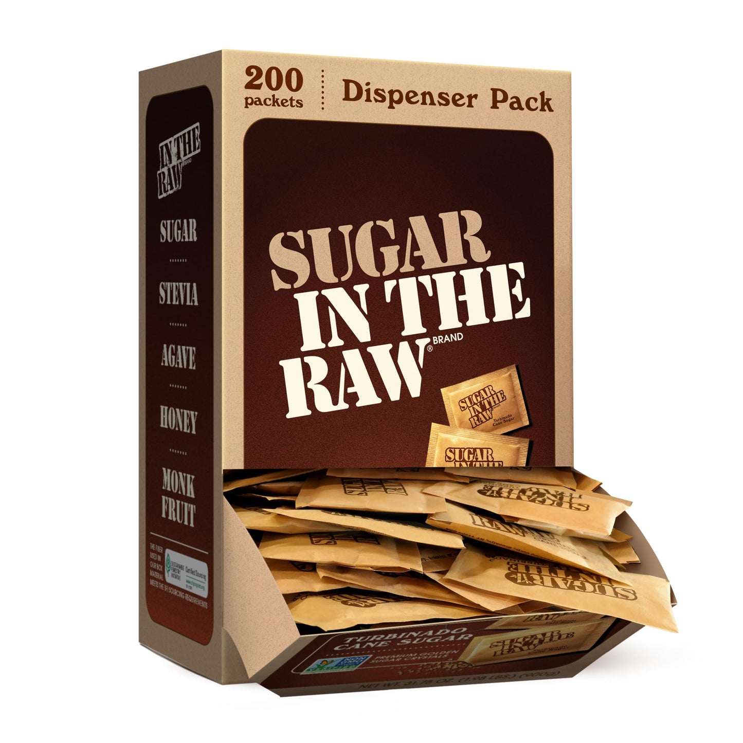 In The Raw Granulated Turbinado Cane Sugar, 2 lb Box, Pure, All-Natural Turbinado Sugar, Non-GMO Project Verified, Kosher, Vegan and Gluten Free (Pack of 12)