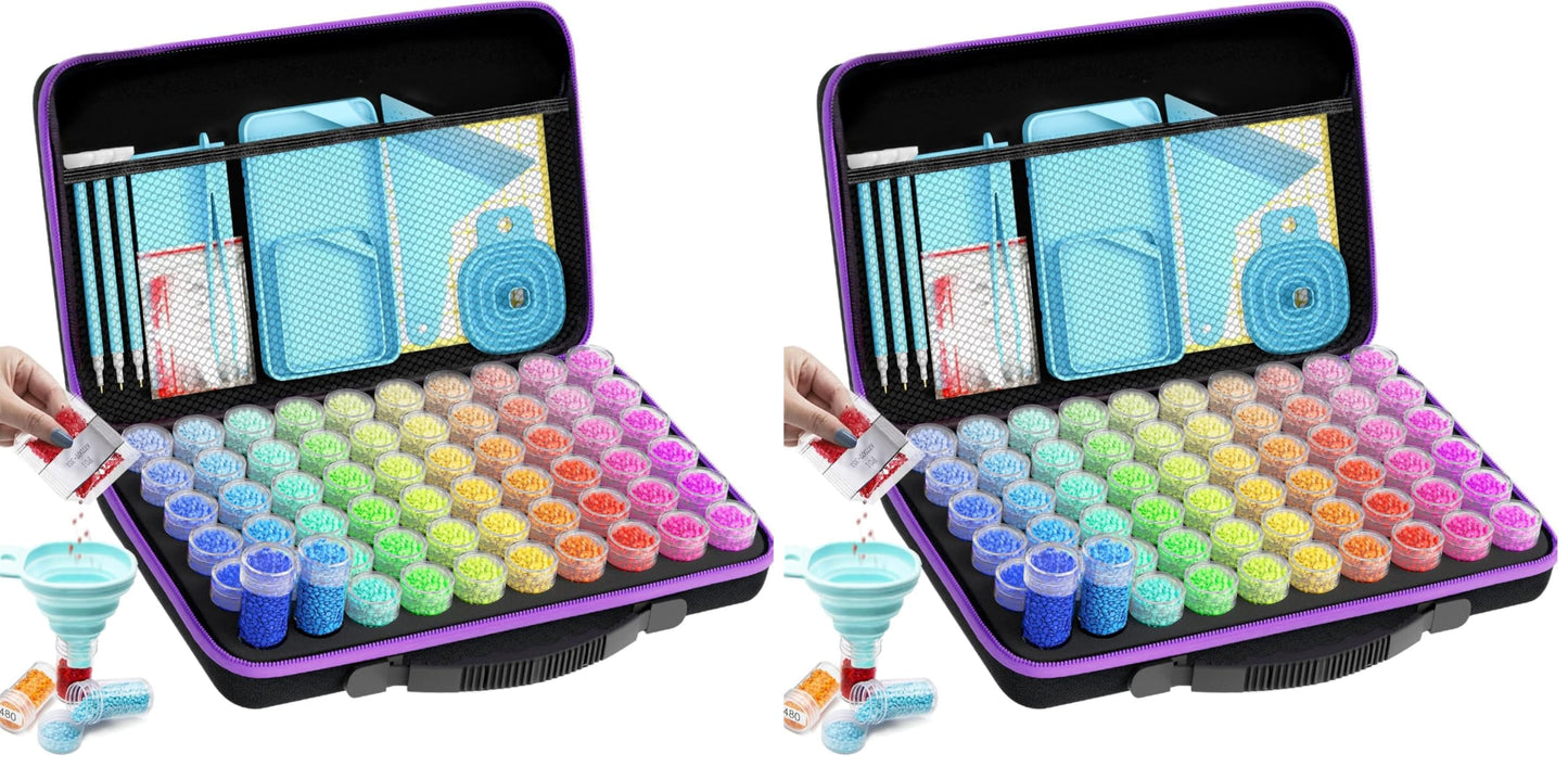 ARTDOT 60 Slots Storage Container for Diamond Art Kits for Adults, Portable Bead Storage Boxes for Diamond Painting Accessories and Tools