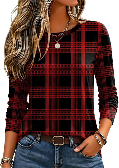 Zeagoo Women's Casual Shirts Long Sleeve Tops Crewneck Tshirts Fall Clothes