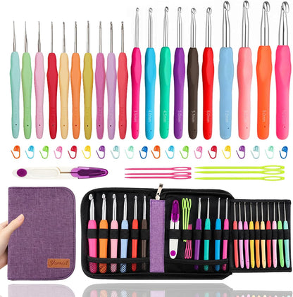 Yarniss Crochet Hooks,14 Size Ergonomic Crochet Hooks Set 2mm(B)-10mm(N)
