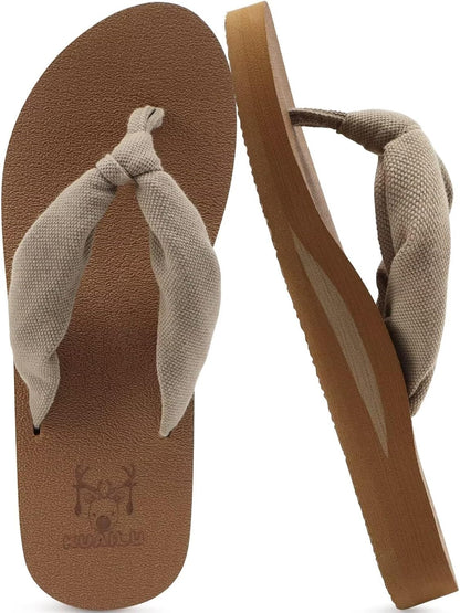 KuaiLu Flip Flops for Women with Arch Support Summer Beach Thong Sandals