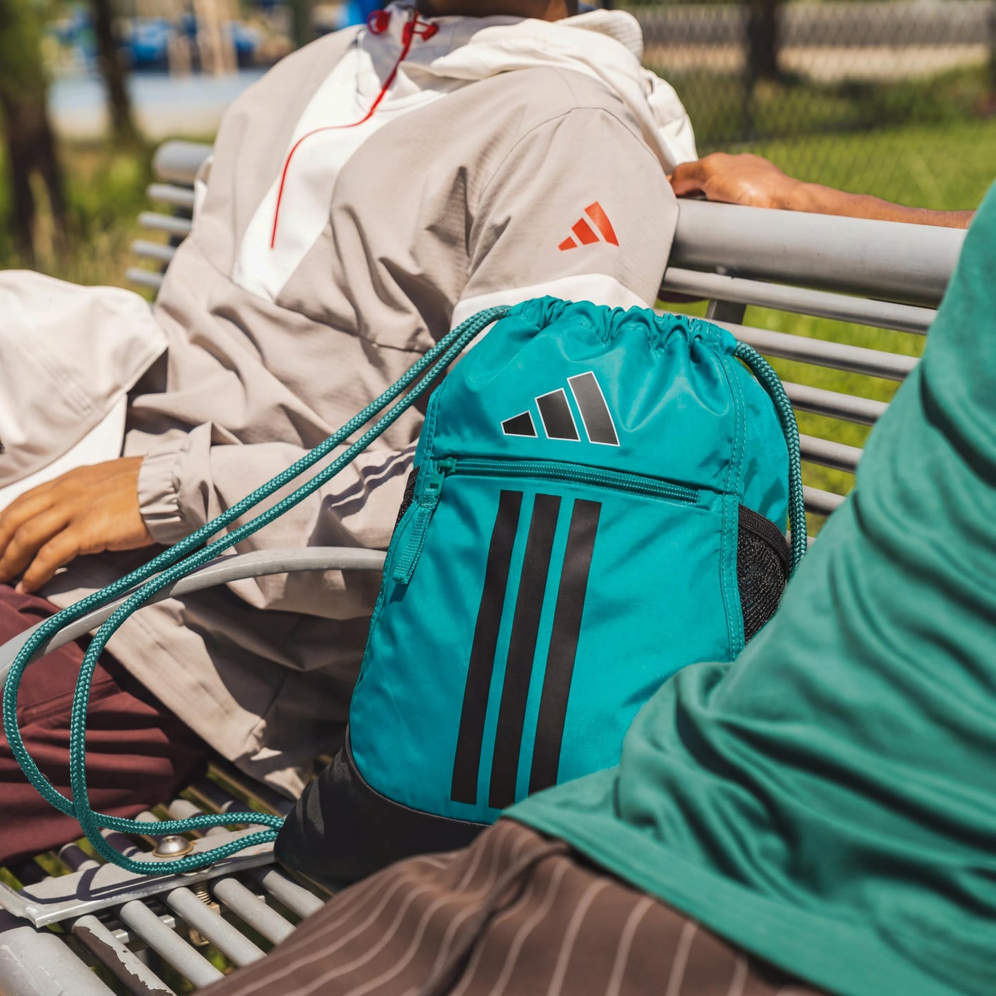 adidas Alliance Sackpack – Drawstring Backpack for Sports, Small Gym Bag, Preloved Teal Green/Black/3, OSFA