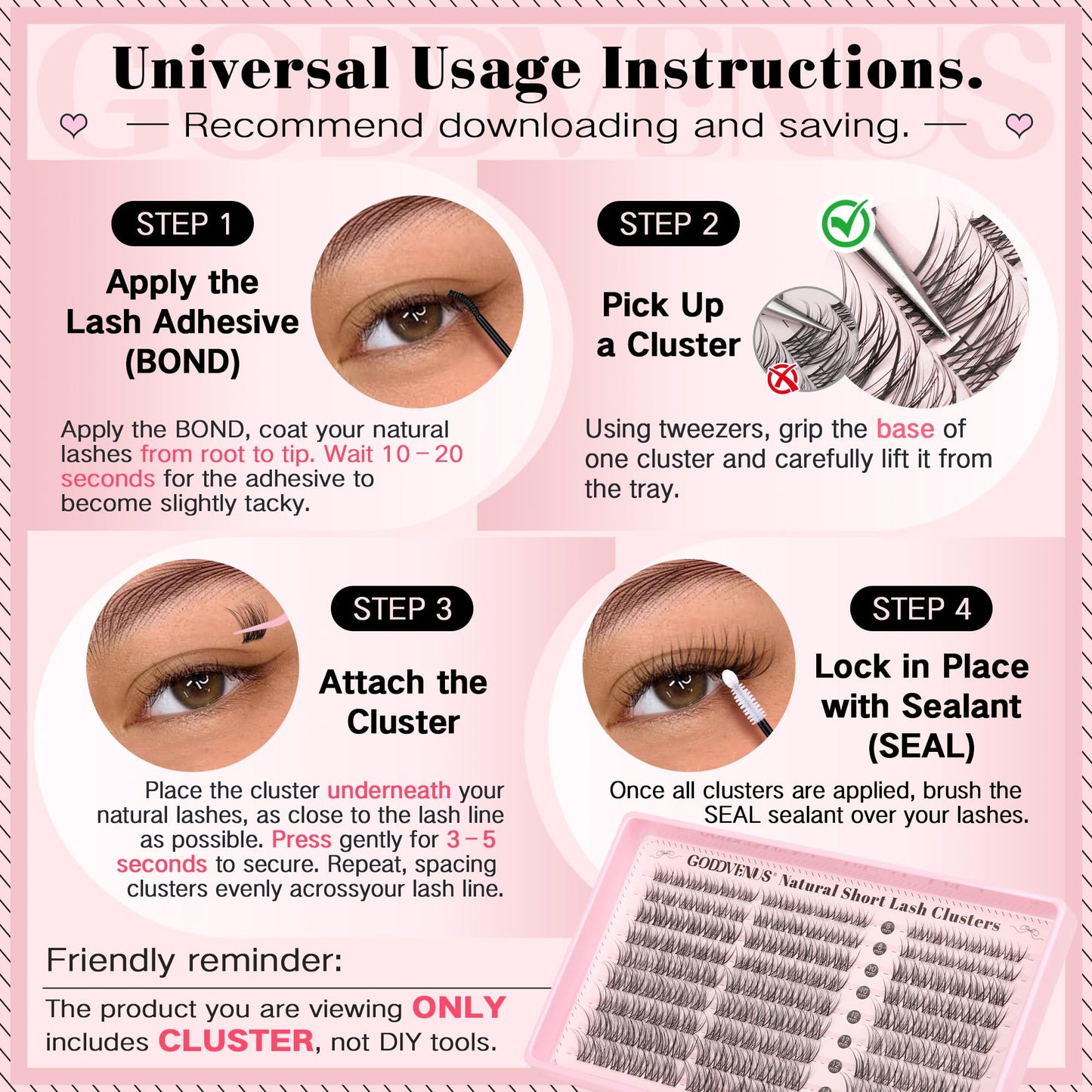 Goddvenus Brown Wispy Eye Lash Clusters Kit Natural Cluster Eyelash Extensions Kit False Eyelash Clusters Fluffy DIY Individual Lash Extensions Kit C Curl