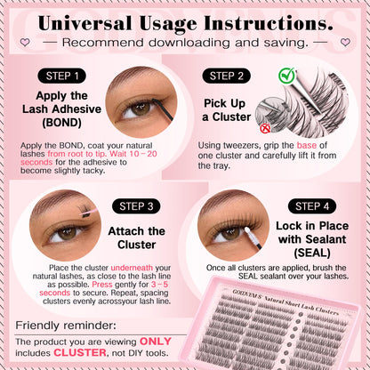 Goddvenus Brown Wispy Eye Lash Clusters Kit Natural Cluster Eyelash Extensions Kit False Eyelash Clusters Fluffy DIY Individual Lash Extensions Kit C Curl