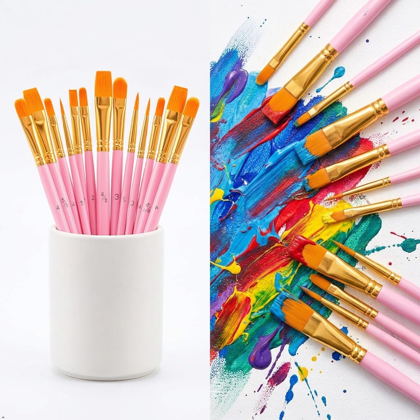 Soucolor Acrylic Paint Brushes Set, 20 Pcs Pointed Tip Artist Paintbrushes