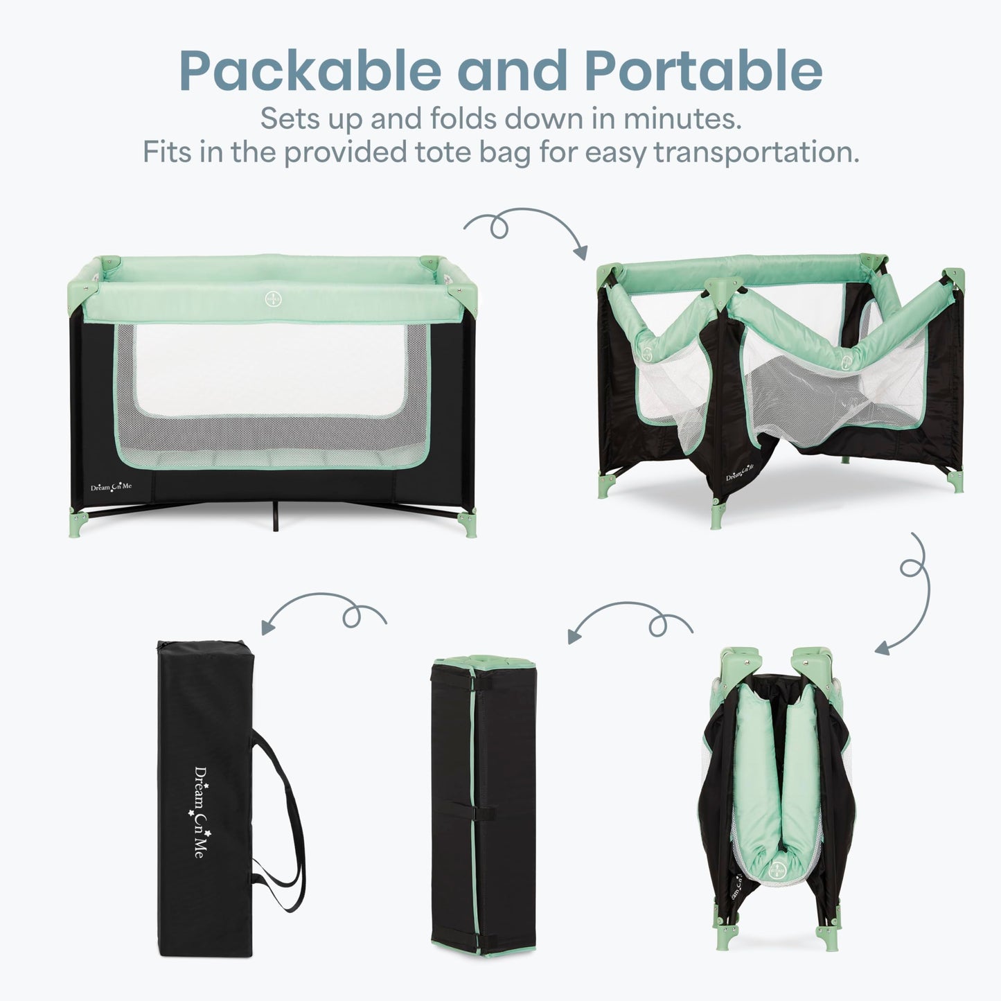 Dream On Me Zodiak Portable Playard, Compact for Travel, Carry Bag, Gray & Pink