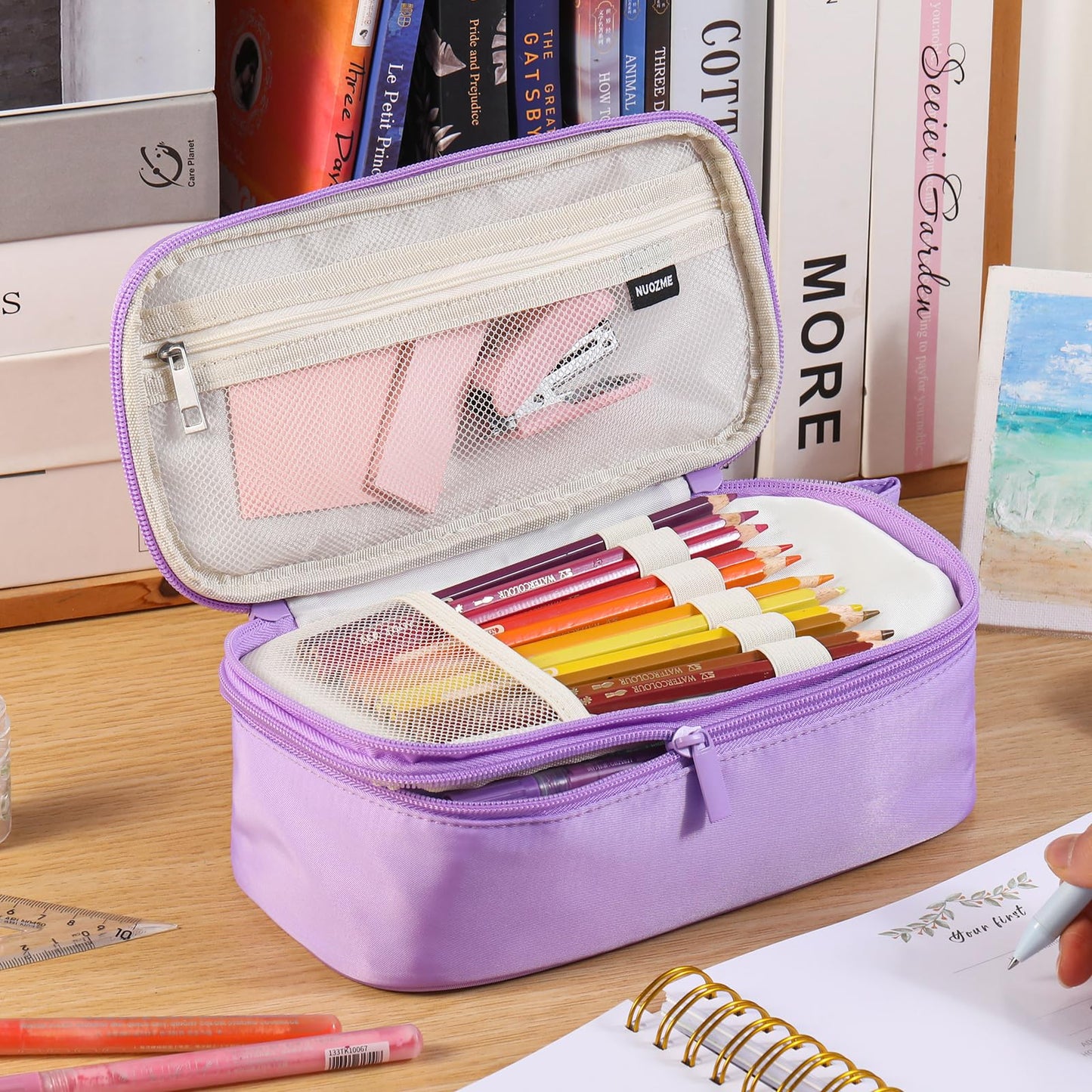 Cute Large Pencil Case Pouch,Personalized Initial Pencil Bag for Girls Boy